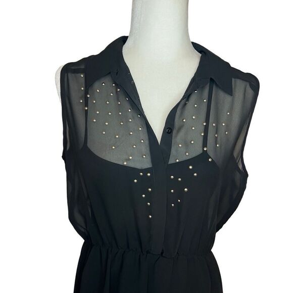 Red Ranch Sheer Black Dress with Gold Details and Slip. Size M. Great Condition - Picture 4 of 10